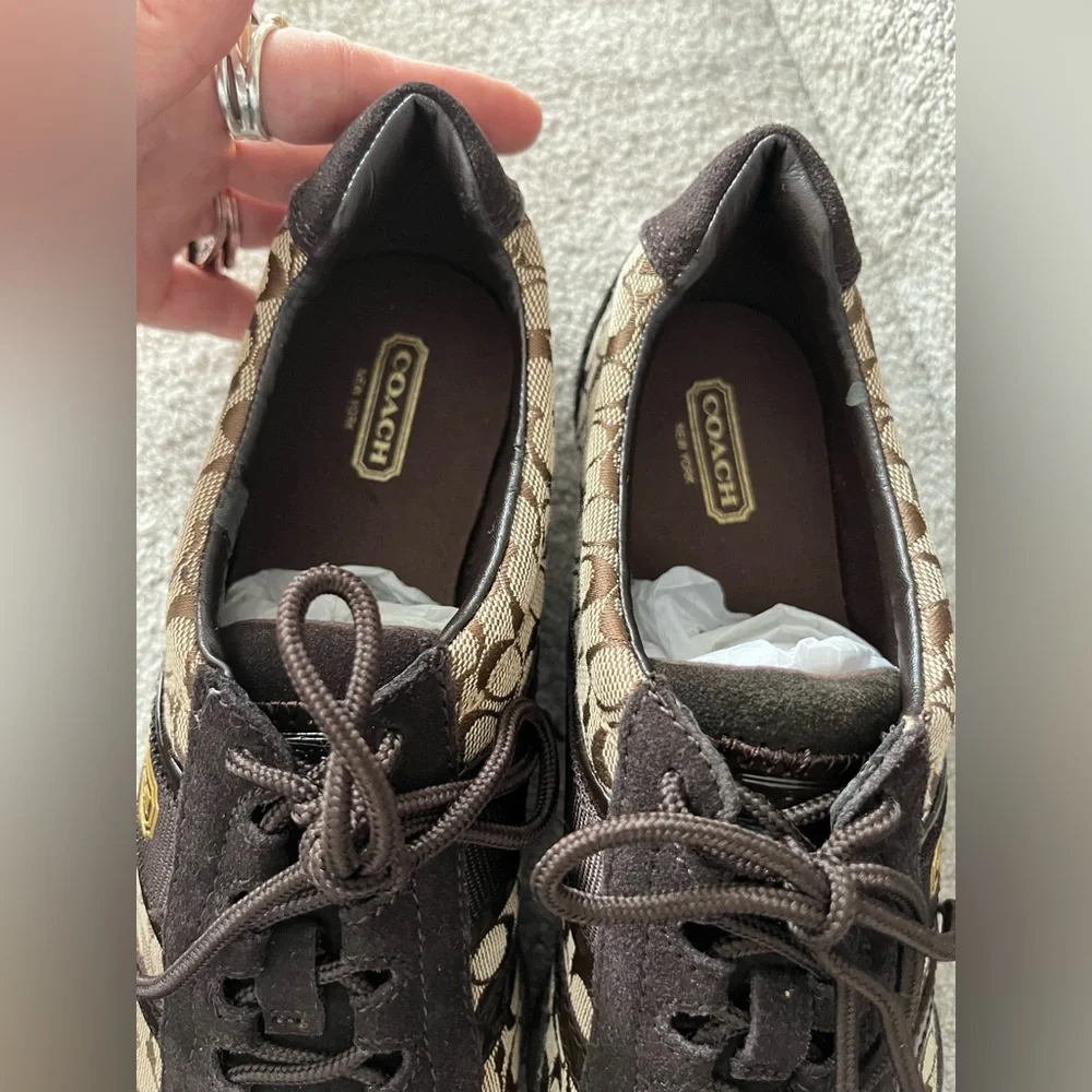 Coach Kathleen Signature Sneakers women size 8.5 tan brown - Picture 5 of 11